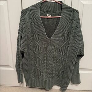 Aerie Green V-Neck Sweater